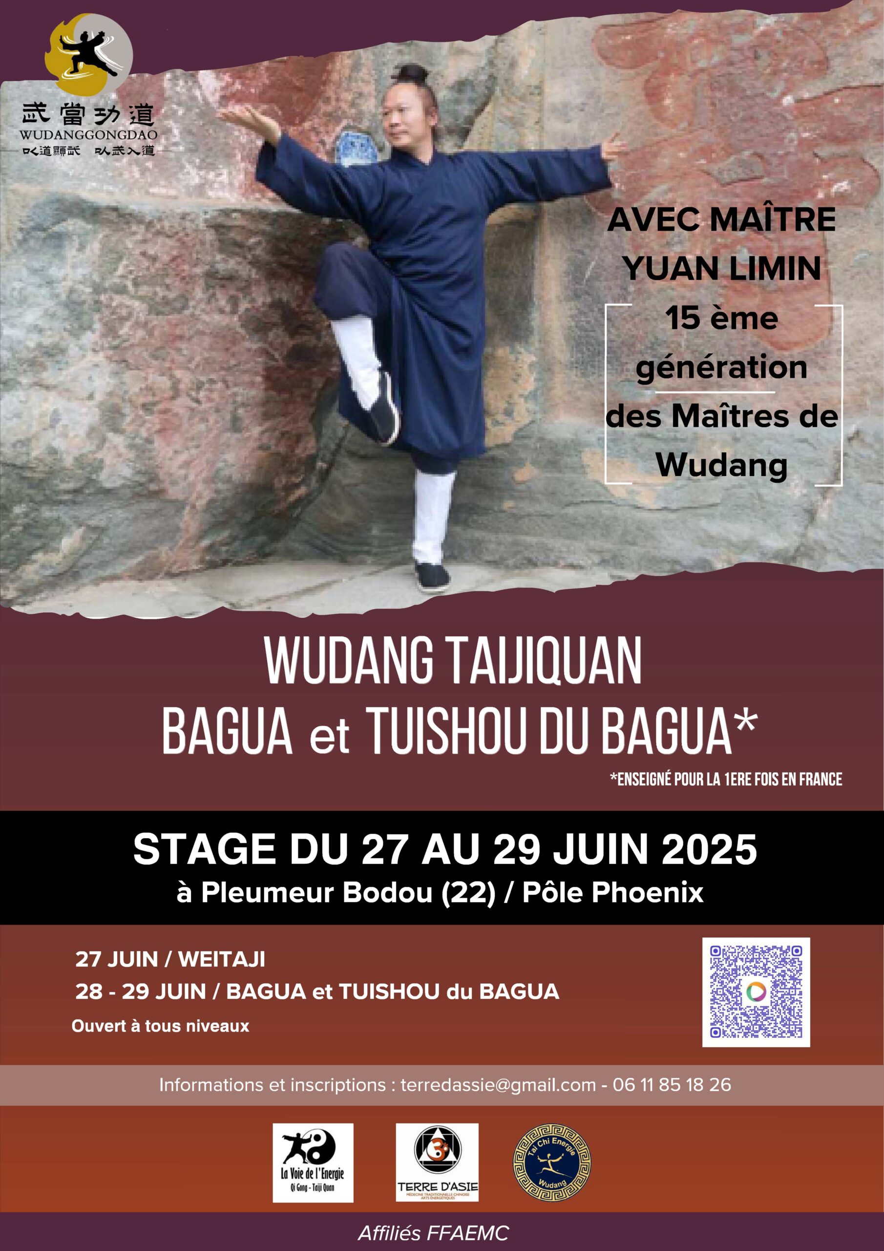 Stage de WeiTaiji et Bagua Zhang avec Maître YUAN LIMIN les 27-28 et 29 juin 2025